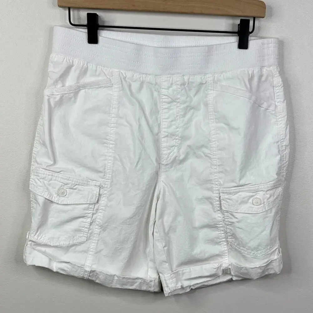 Chico's Pull On Cargo Utility Shorts White Elastic Waist Womens Size 0.5 (US 6) - Picture 1 of 7